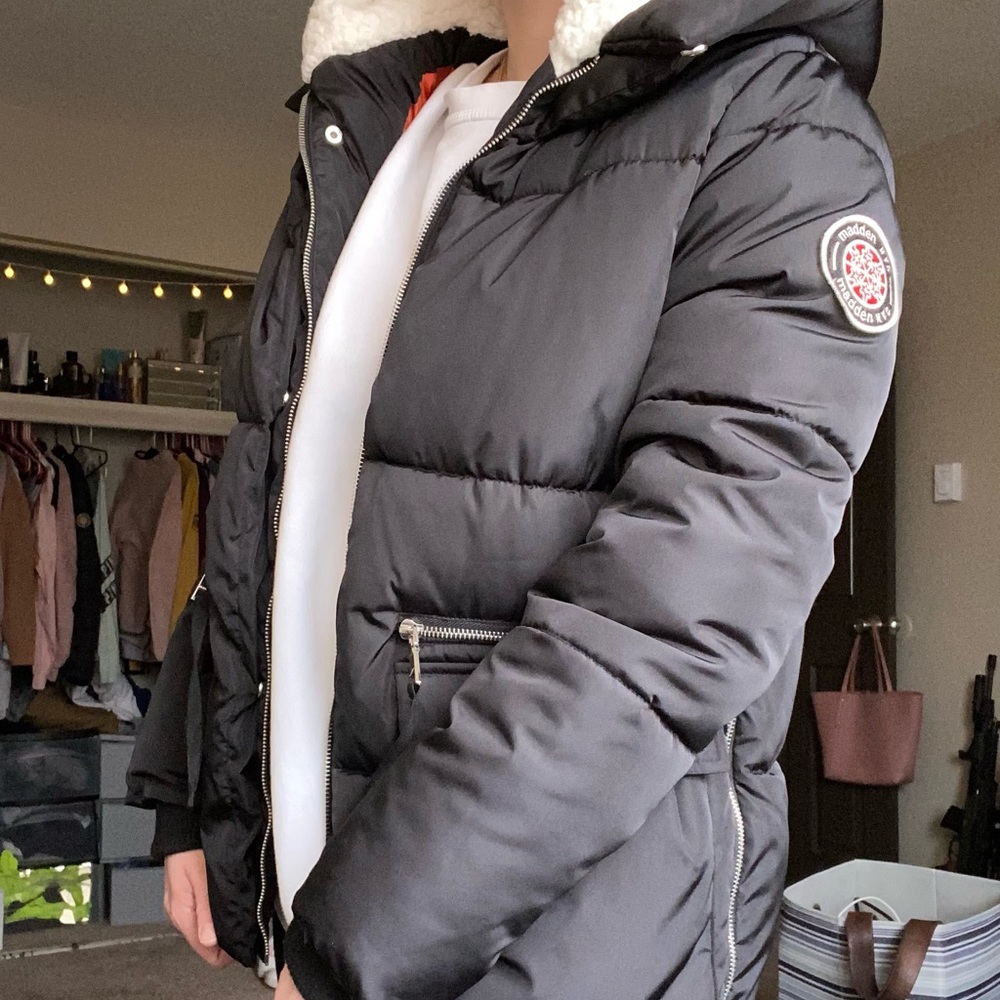 Steve Madden NYC Puffer Jacket
Faux fur hood